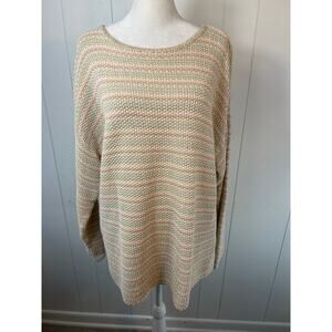Express Vintage Tricot Pastels Striped Women's Size M, Ramie and Cotton Sweater